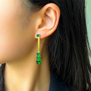 Square Emerald Earring 18k gold plated stainless steel